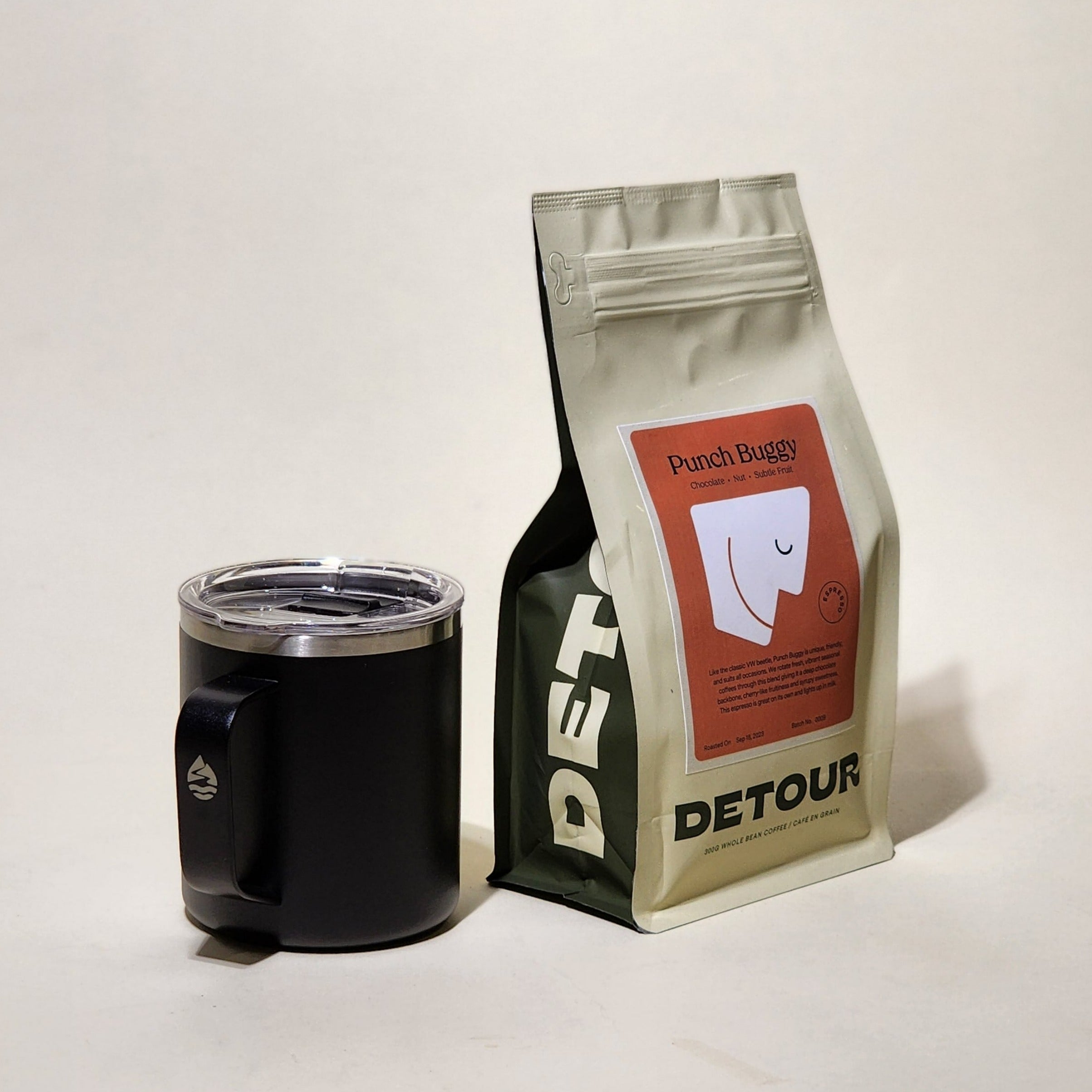 Detour Coffee Roaster Punch Buggy Espresso - Chocolate, Hazelnut, Cherry Tasting Profile - Espresso Balanced Coffee Style - Brazil + Central American Origin - Learn More on Our Website