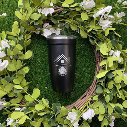 LAMOSE black insulated tumbler with engraved text, perfect for personalized gifts for your own business.