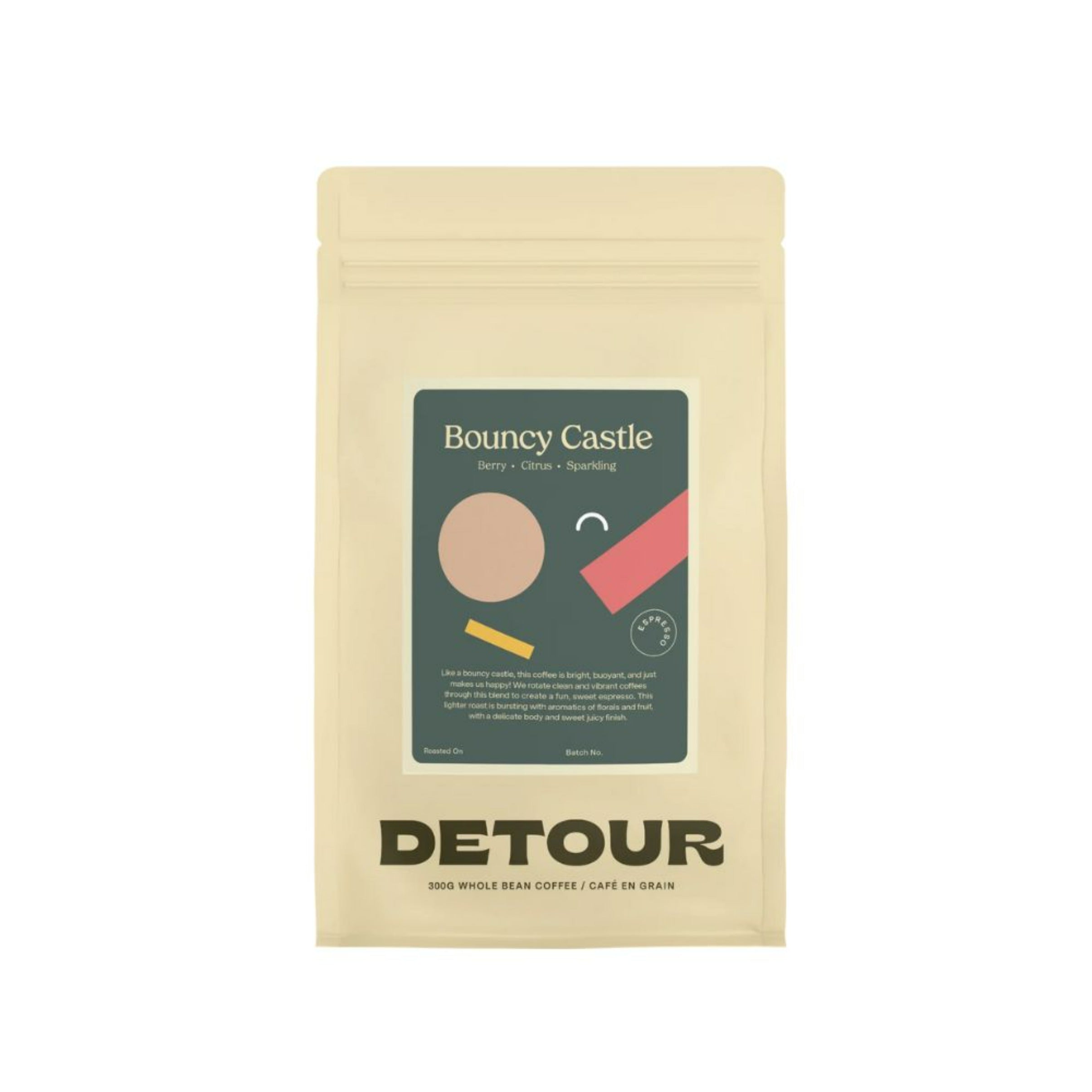 Detour Coffee Roaster Bouncy Castle Espresso - Floral, Citrus, Sparkling Tasting Profile - Espresso Vibrant Coffee Style - Limu, Ethiopia Origin - Heirloom Variety - Washed Process - Various Smallholders Producer - Bright and Buoyant Coffee - Sunshine in a Cup - Learn More on Our Website