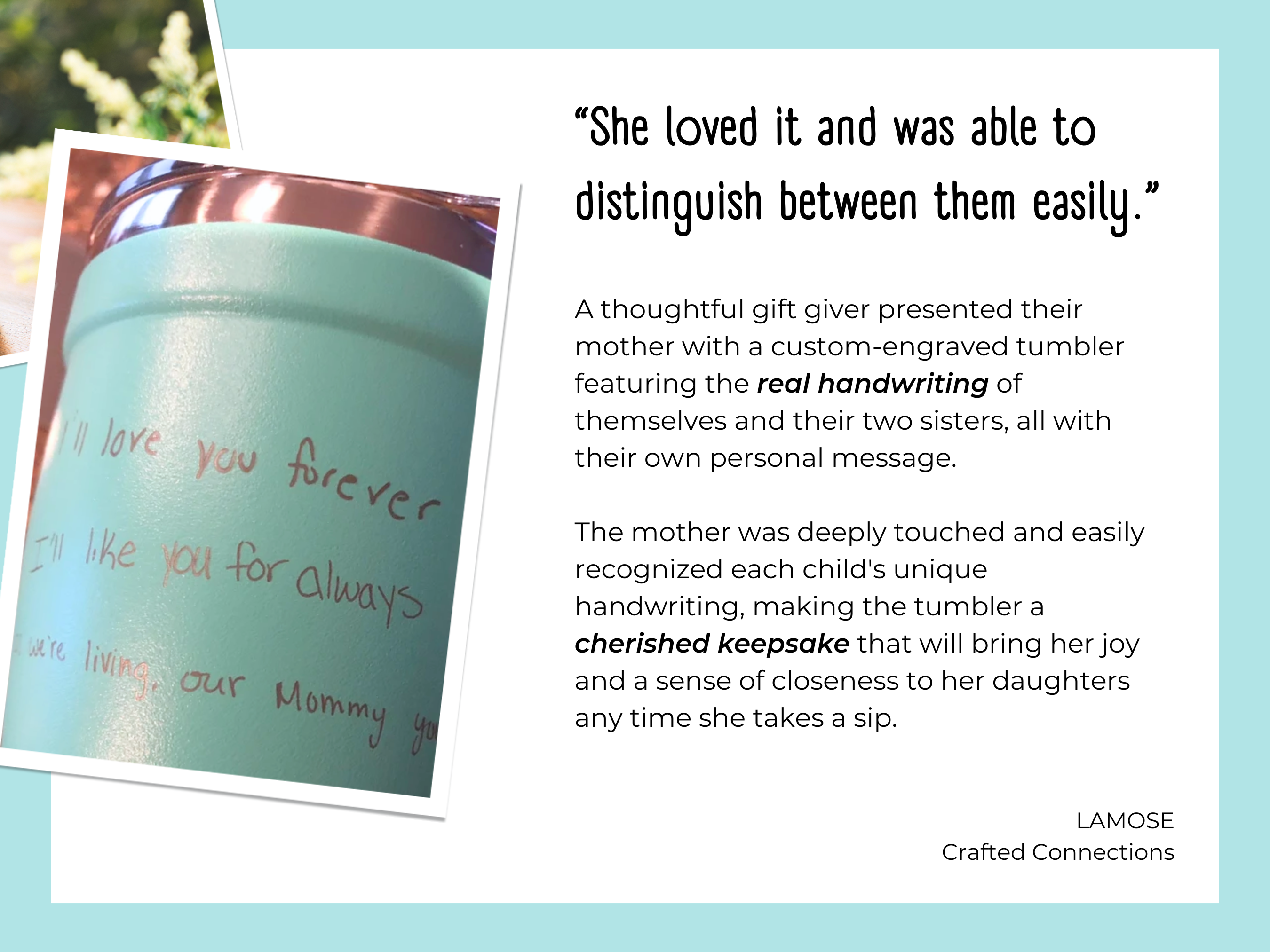 LAMOSE Insulated tumbler with a polished finish, featuring an engraved statement for the most loving mom. The engraving is elegantly scripted, adding a personal and heartfelt touch to the tumbler.