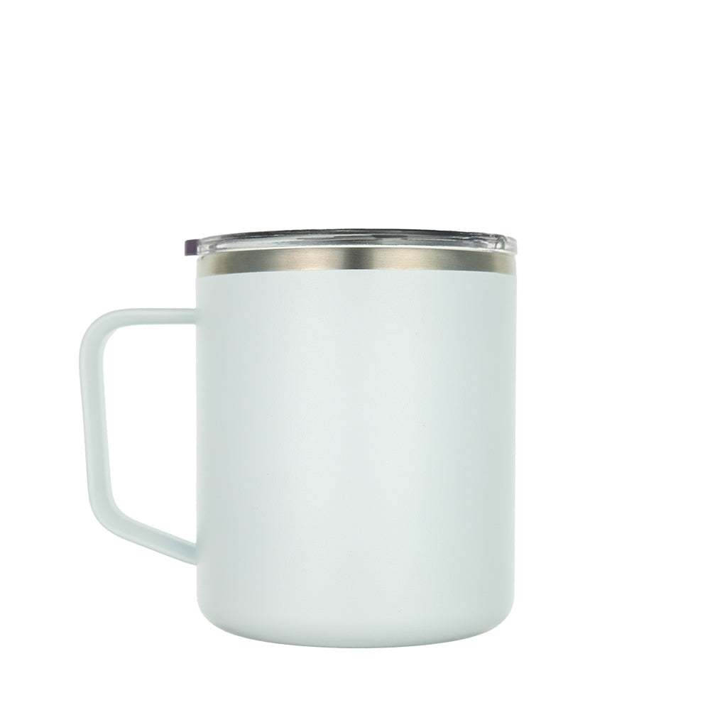 LAMOSE Hudson 18 oz insulated mug with handle and clear lid, ideal for hot and cold beverages