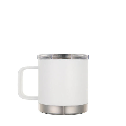 LAMOSE Hudson Pro 12 oz insulated mug with handle and clear lid, ideal for hot and cold beverages