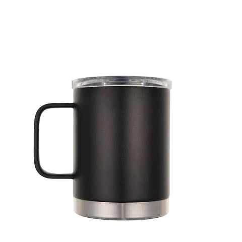 LAMOSE Hudson Pro 16 oz insulated mug with handle and clear lid, ideal for hot and cold beverages.