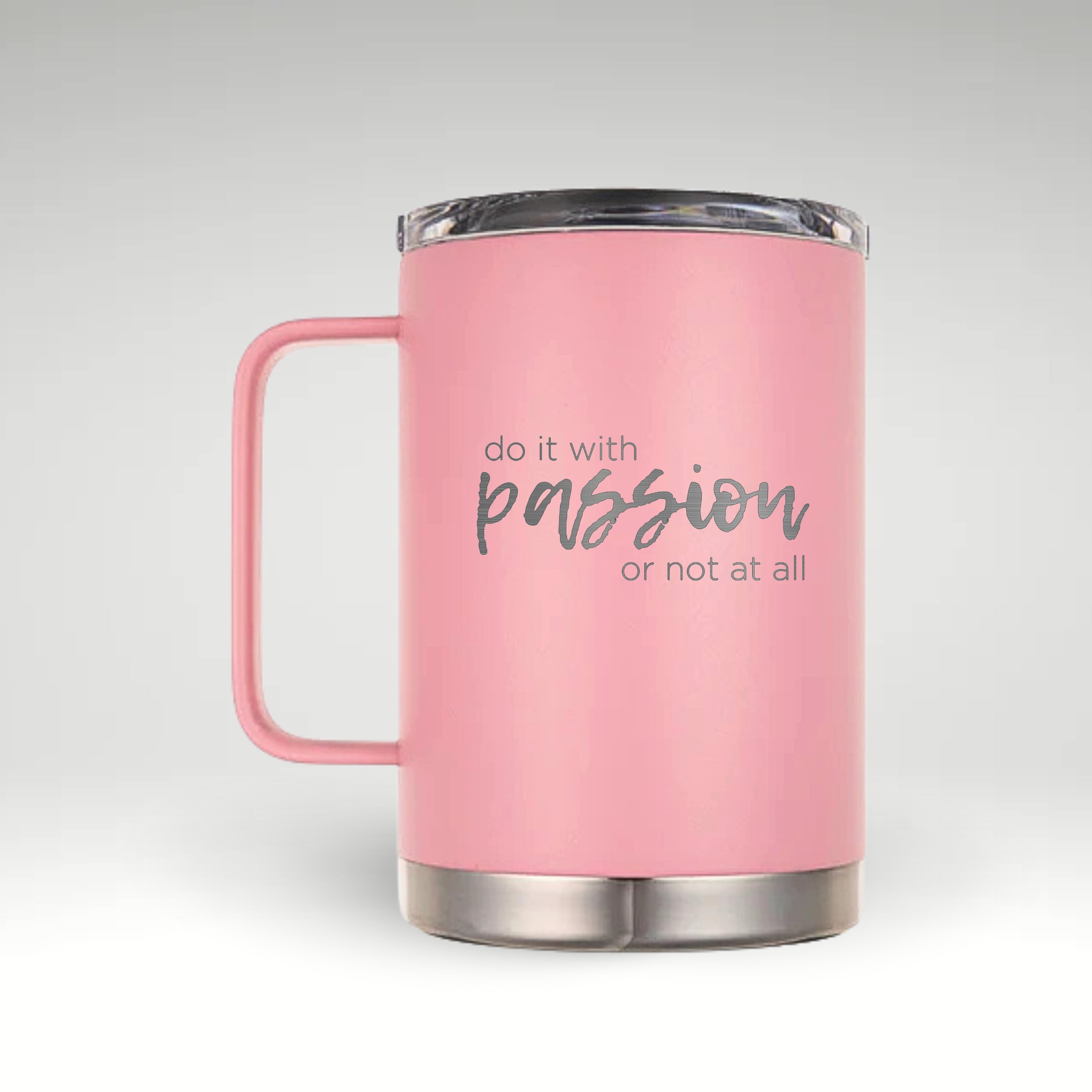 Inspire Your Day with Every Sip Insulated mug featuring the motivational quote 'Inspire your day with every sip' in elegant typography on a vibrant background. #color_pink