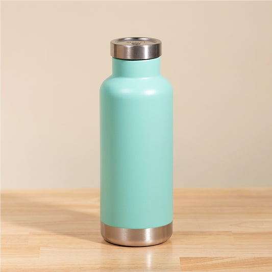 LAMOSE Moraine Insulated Bottle 20 oz, superior 18/8 stainless steel with double-wall vacuum insulation, leak-proof lid, large mouth opening, and suitable for hot and cold beverages.