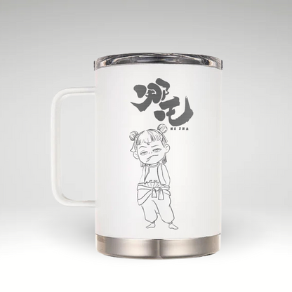 Ne Zha 2 Adventure Mug Ne Zha 2 insulated mug with black and white character design and bold text