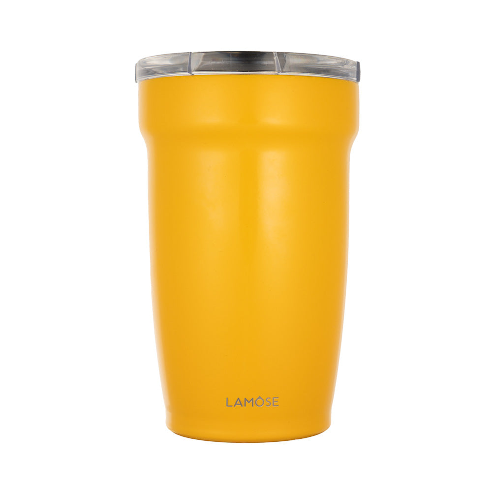 Peyto Pro Enamel 12oz - Mustard - stainless steel tumbler with enamel-coated interior, cupholder-friendly design, and splash-proof sliding lid, perfect for on-the-go lifestyles. 