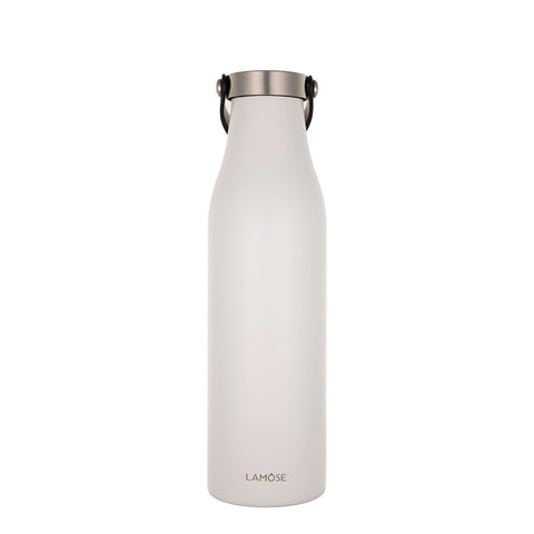 LAMOSE Robson 21 oz Insulated Bottle with a powder coat finish, designed for extended coolness and personalized elegance. Made for traveling and outdoor activities, it features top-quality insulation to keep drinks cold for hours, a sleek and compact design for easy portability, and a unique stainless steel lid that adds sophistication. Crafted from durable 18/8 stainless steel, it is dishwasher safe and offers a personalized engraving option that won’t fade or chip.