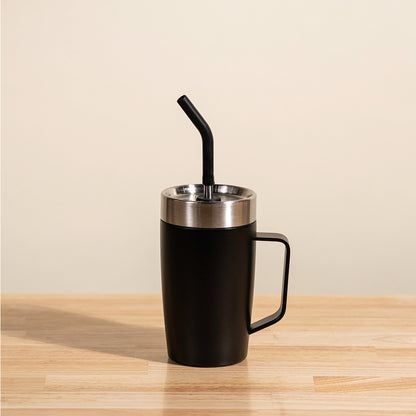 LAMOSE Louise 18 oz insulated Tumbler with Comfortable Grip, Expandable stainless steel straw, Bended silicon mouthpiece on the straw ideal for hot and cold beverages. 