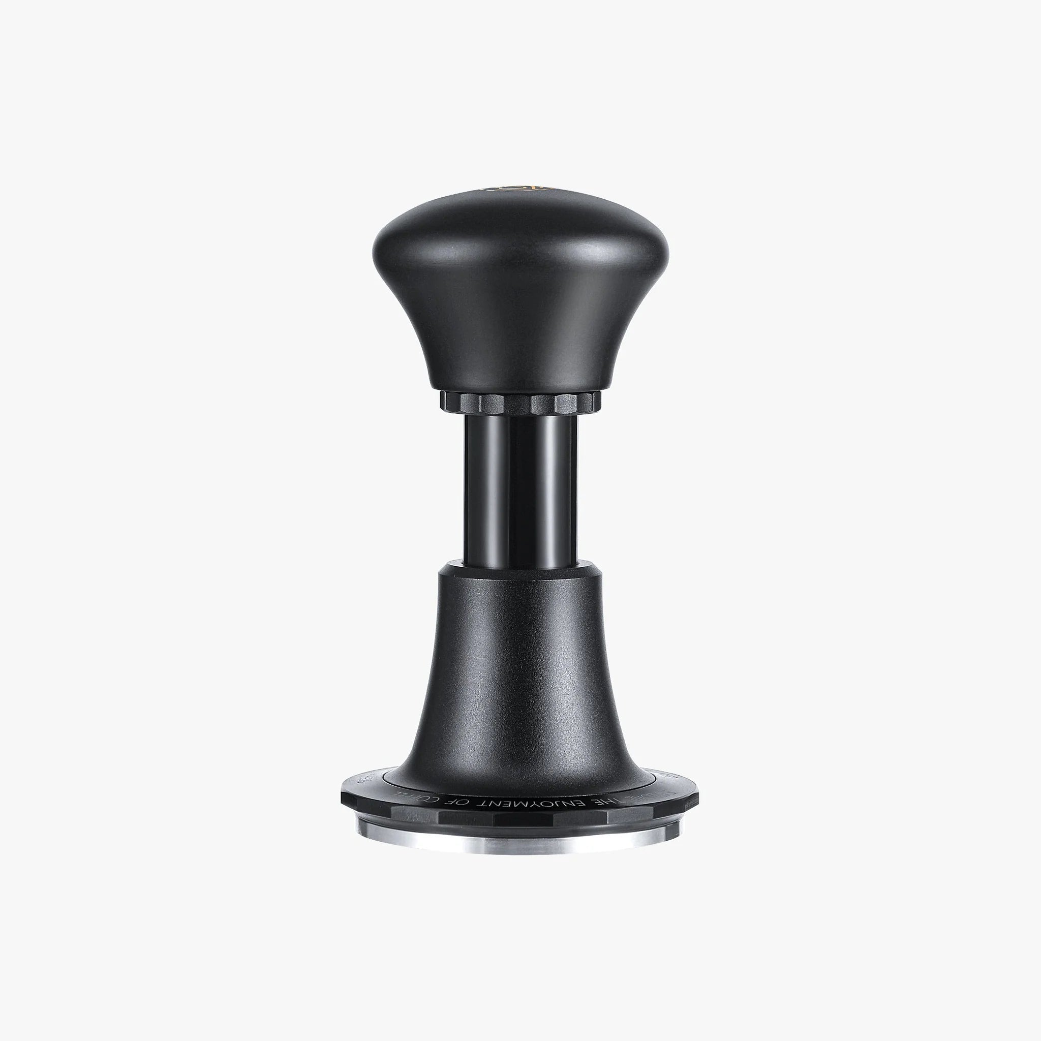 zeroHero 58mm calibrated espresso tamper in black, designed with ergonomic grip and 30lb pressure control for precise coffee tamping and even extraction. #color_black